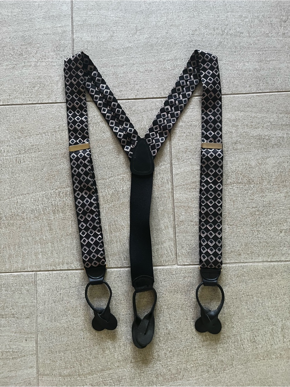 Classic Black Geometric Men’s Braces Suspenders Germany